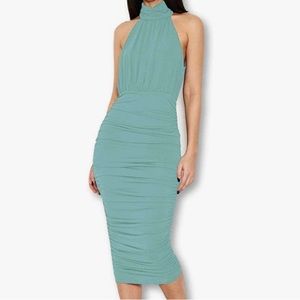 AX Paris Women’s High Neck Ruched Bodycon Midi Dress-Size US6